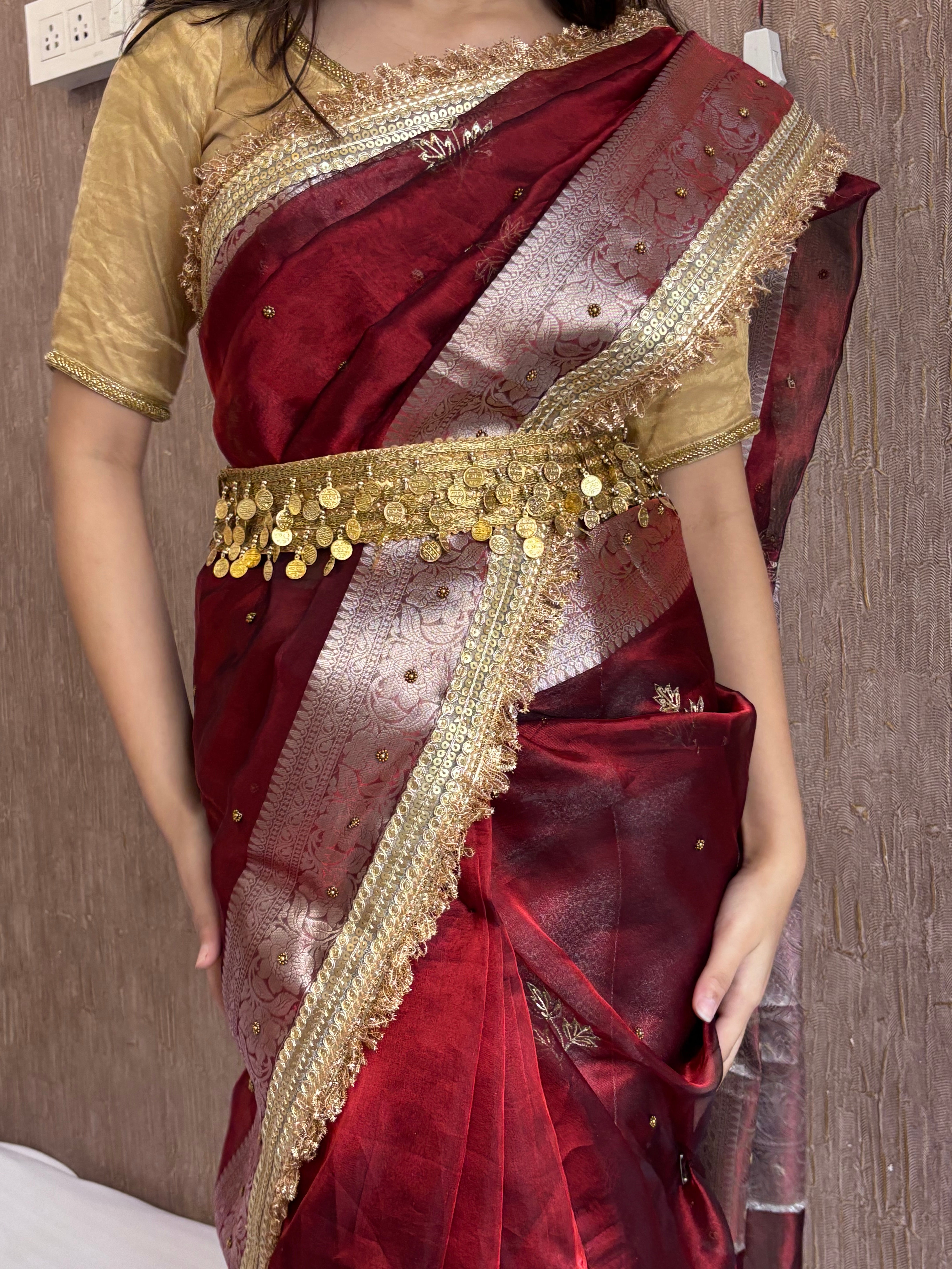 Golden maharani saree belt